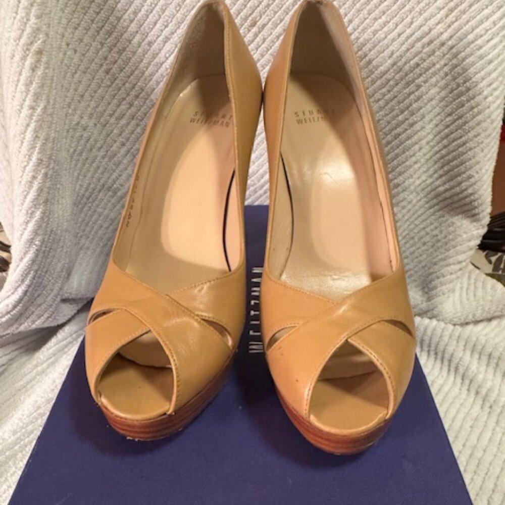 Stuart Weitzman Open Toe Crisscross Pumps